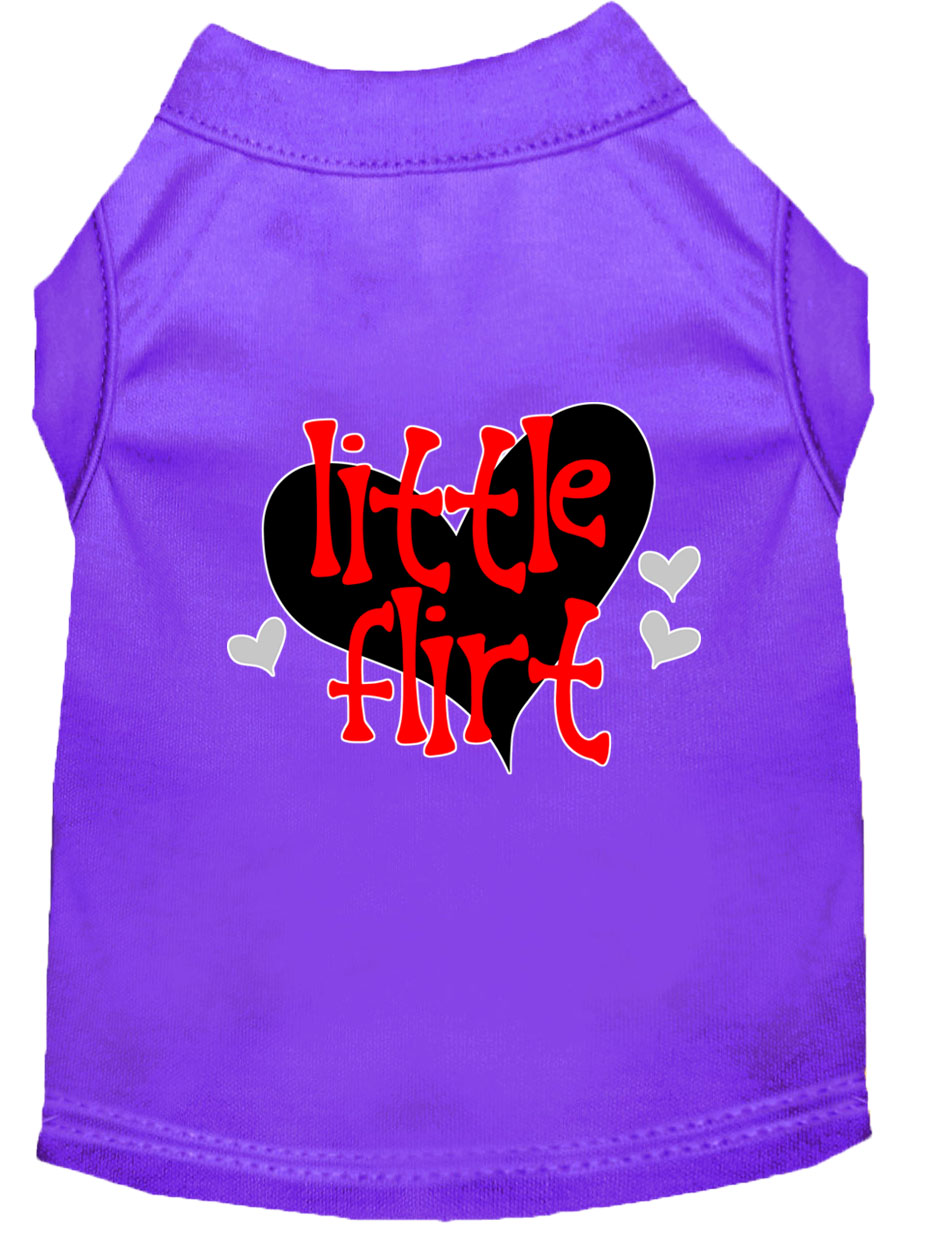Little Flirt Screen Print Dog Shirt Purple XS